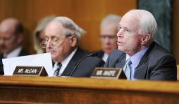 U..S. Senator Carl Levin (D-MI) (L), the committee chairman, and ranking member Senator John McCain (R-AZ) hold a Senate Armed Services Committee hearing on Capitol Hill in Washington June 17, 2010.