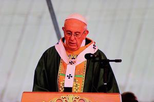 Pope Francis at this morning's homily in Yangon, Burma, also known as Myanmar. 