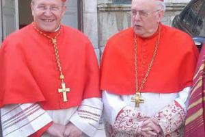 Belgian Cardinal Godfried Danneels (r) with German Cardinal Walter Kasper in 2008. 