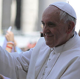 Pope Francis rides through St. Peter's Square after Mass on April 28.
