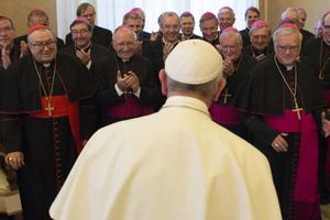Pope Francis meets with the bishops of Germany during their ad limina visit to the Vatican, Nov. 20, 2015. 