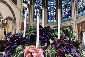 An Advent wreath adorns St. John’s Cathedral in Lafayette, Louisiana.