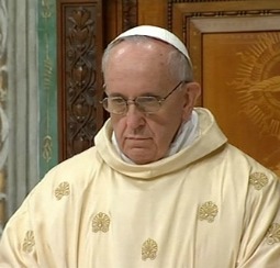 Pope Francis celebrates Mass in the Sistine Chapel on March 14, 2013.