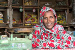 Funds from CRS Rice Bowl have assisted Dita (above), her husband and their seven children in Ethiopia prepare for crises like droughts.