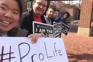 Participants in the pro-life walkout at Penn State April 11.