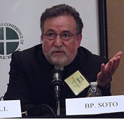 Bishop Jaime Soto of Sacramento, Calif., speaks at a press conference for the 2012 USCCB Fall General Assembly.
