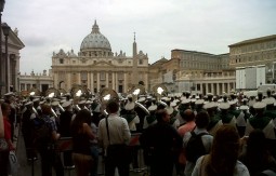 Ohio University's band performs near the Vatican.