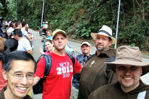 From left, Father Miguel, Doug Barry, Father Mark and Father John Paul at Corcovado. 