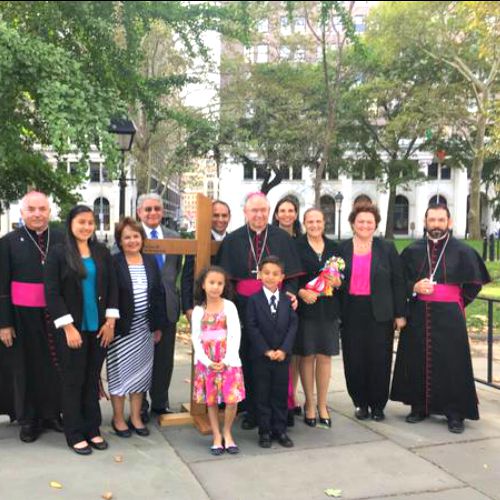 Archbishop Gomez with the group that will present the Encuentro Cross to Pope Francis.