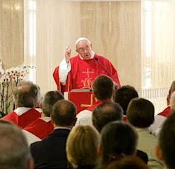 Pope Francis preaches at the June 5 morning Mass in St. Martha's House chapel.