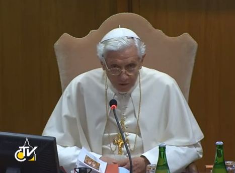 Pope Benedict XVI addressing the Synod of Bishops on the New Evangelization, 8 Oct. 2012.