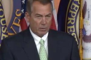 House Speaker John Boehner comments during the April 23 House GOP leadership press conference.