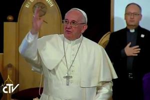 Pope Francis talks about marriage Oct. 1 in Georgia.