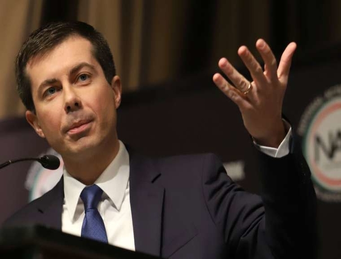 Pete Buttigieg speaks at the National Action Network Convention on April 4. 