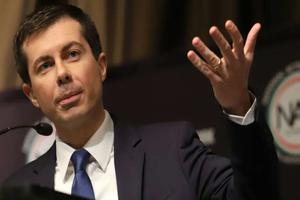 Pete Buttigieg speaks at the National Action Network Convention on April 4. 