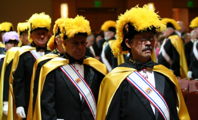 Members of the Knights of Columbus process during the opening of the 127th Supreme Convention Aug. 4 in Phoenix.