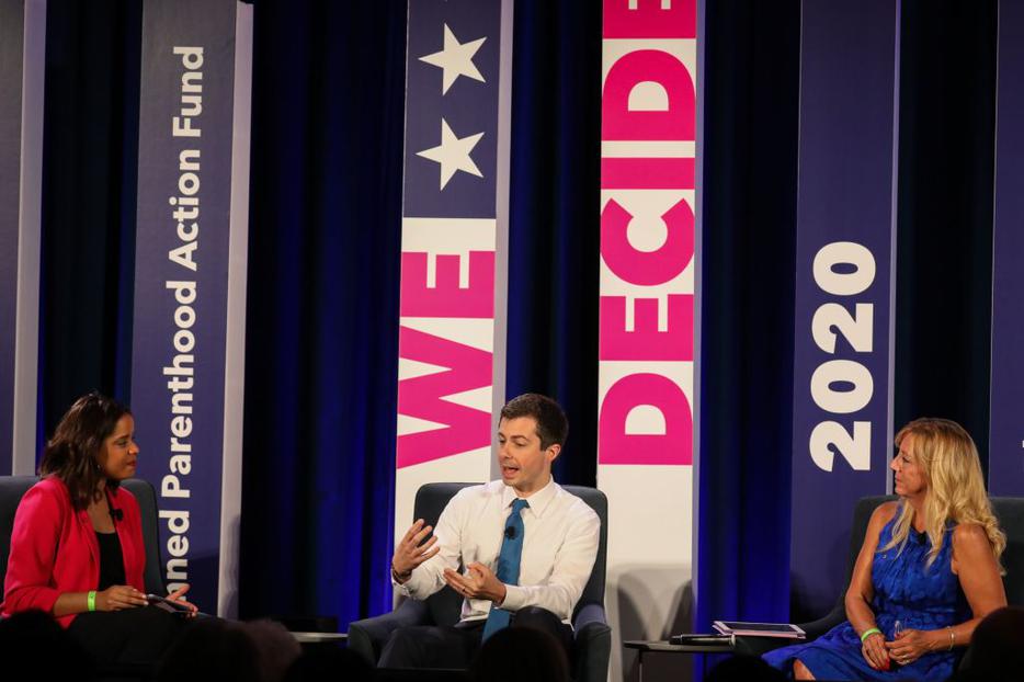 South Bend Mayor Pete Buttigieg responds to a question at the We Decide event in Columbia, South Carolina, on June 22, 2019. 
