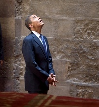 The president visits a Cairo mosque.