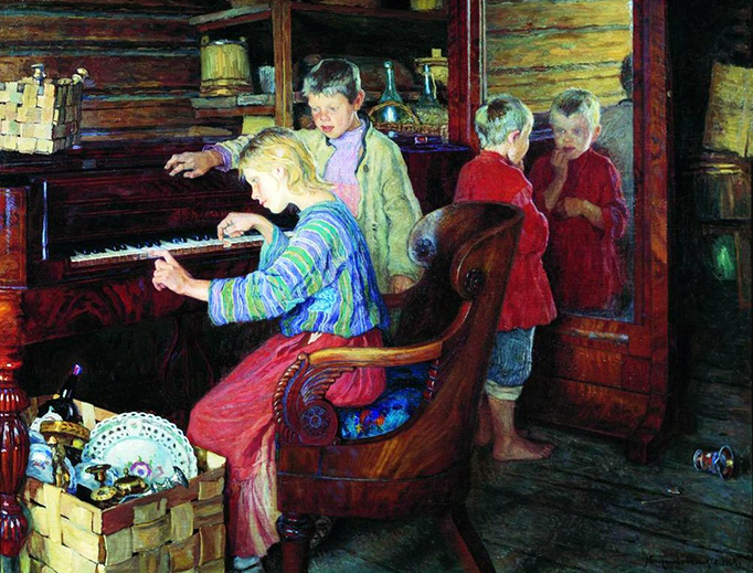 Nikolai Bogdanov-Belsky, “Children at the Piano,” 1918