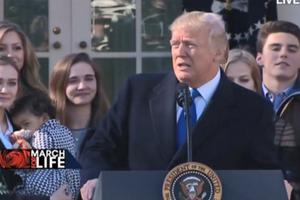 President Donald Trump speaks live from the Rose Garden Jan. 19.