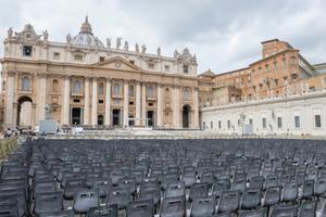 Sea of chairs prepared for mass in Saint Peter's Square.