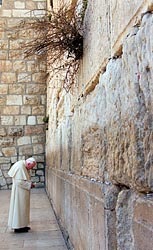 Pope John Paul II at Jerusalem's Western Wall in 2000. Pope Benedict XVI will visit there May 12.