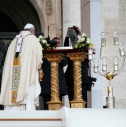 Pope Francis venerates the relics of St. Peter on Nov. 24 in St. Peter’s Square.  