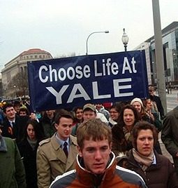 Choose Life at Yale student group taking part in the 2011 March for Life in Washington.
