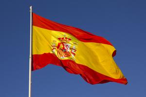 Spanish flag flying in the wind. 