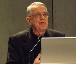 Father Federico Lombardi responds to questions from the press on March 6.

