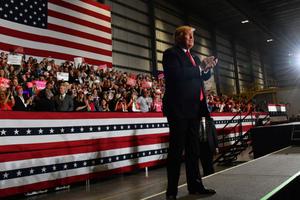 President Donald Trump attends a campaign rally in Pensacola, Florida on Nov. 3.