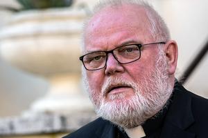 Cardinal Reinhard Marx, chairman of the German Bishops’ Conference, speaks to the press on the final day of the meeting on “The Protection of Minors in the Church” during a press conference in Rome on Feb. 24, 2019.