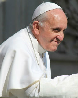 Pope Francis greets the faithful on May 8.