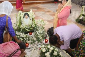 Devotees flock to the tomb of Blessed Mariam Thresia Chiramel Mankidiyan on her June 8 feast day. 