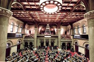 The issue of surrogacy is being taken up in the New York state Assembly, shown debating legislation June 18. The state Senate passed the Child-Parent Security Act, which was strongly opposed by feminists like Gloria Steinem as well as the New York Catholic Conference. The issue of surrogacy is being taken up in the New York state Assembly, shown debating legislation June 18. The state Senate passed the Child-Parent Security Act, which was strongly opposed by feminists like Gloria Steinem as well as the New York Catholic Conference.