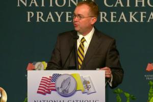 Acting White House Chief of Staff Mick Mulvaney at the National Catholic Prayer Breakfast, April 23, 2019. 
