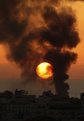 Smoke rises over Gaza City Jan. 6