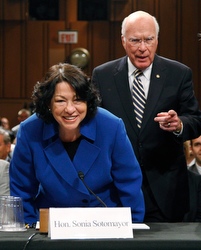 Sonia Sotomayor with Senate Judiciary Committee chairman Sen. Patrick Leahy, D-Vt.