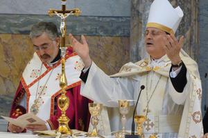 Bishop Gregory John Mansour of the United States’ Maronite Catholic Church celebrates Mass in Rome.
