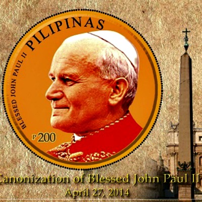 Detail of a Philippines' stamp commemorating the April 27 canonization of Pope John Paul II.




