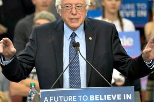 Democratic Party presidential candidate Bernie Sanders speaks during a campaign rally on Feb. 28 in Oklahoma City.