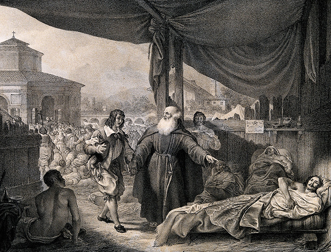 In a scene from Manzoni’s I Promessi Sposi, a monk visiting the victims of the great plague of Milan in 1630.
