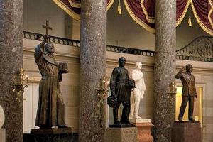 The statue of Blessed Junípero Serra (far left) inside the National Statuary Hall in Washington.
