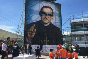 The official image of Blessed Oscar Romero before his beatification in San Salvador on May 23, 2015. 

