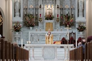 Mass is celebrated at the Cathedral-Basilica of the Immaculate Conception in Denver.