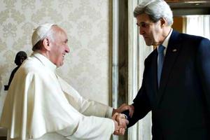 Pope Francis meets U.S. Secretary of State John Kerry at the Vatican Dec. 2.