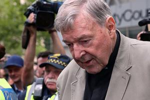 Cardinal George Pell leaves the County Court of Victoria in Melbourne, Australia, on Feb. 26, 2019. 