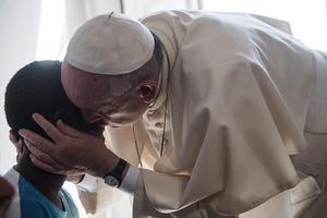 Pope Francis meets with former prostitutes assisted by the Pope John XXIII Community in Rome on Aug. 12.