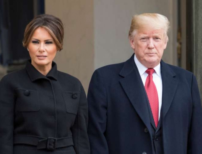 President Donald Trump and his wife Melania Trump at the Elysee Palace, Paris. 