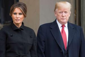 President Donald Trump and his wife Melania Trump at the Elysee Palace, Paris. 